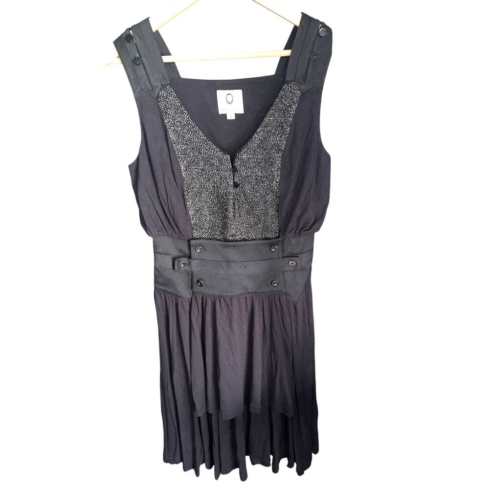 074 Mayle Black Sleeveless Dress Beaded Bodice Size 6 As-Is